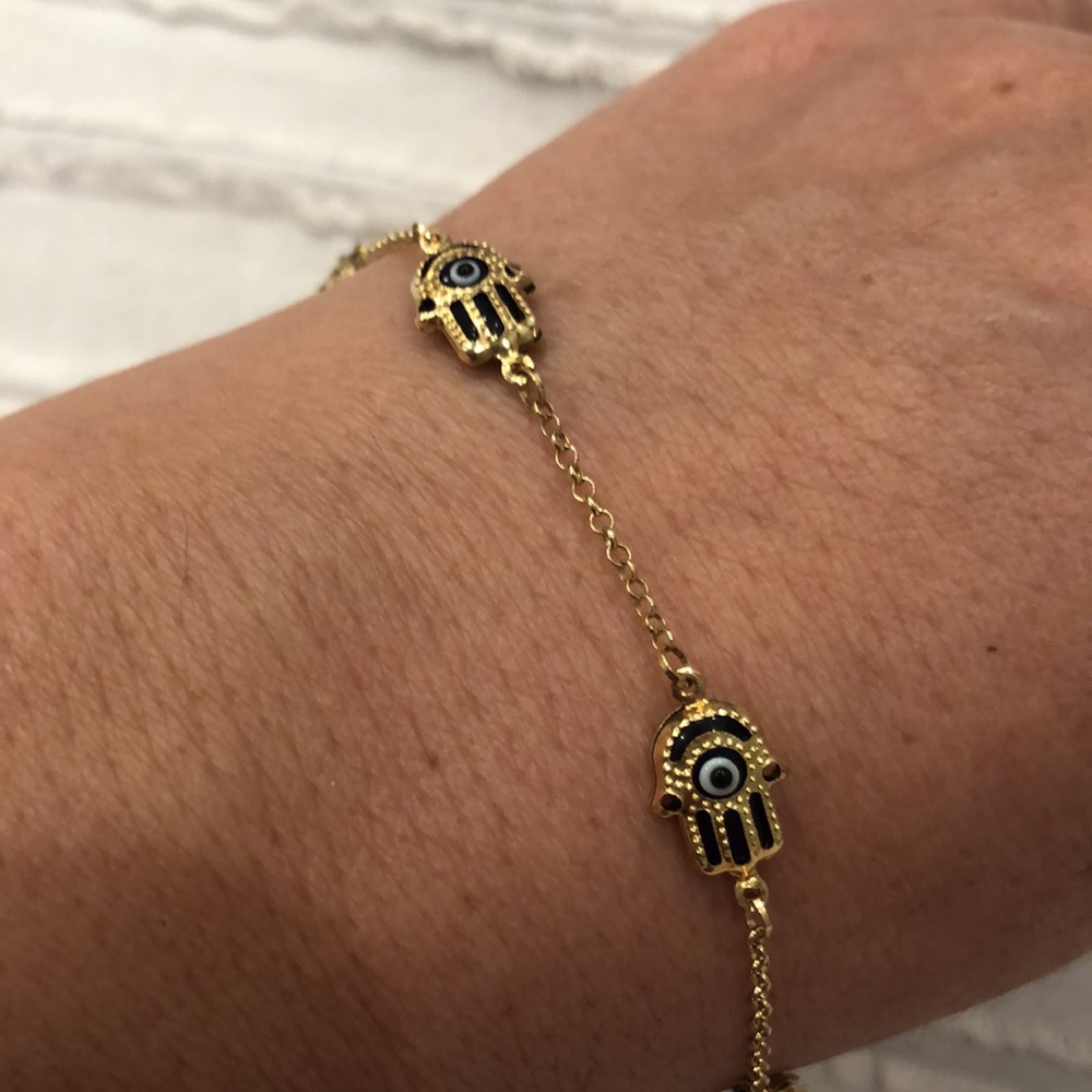 Solid 14k gold Hamsa evil eyes protection yellow gold bracelet.NEW
Stamp:585/14K - Picture 4 of 9